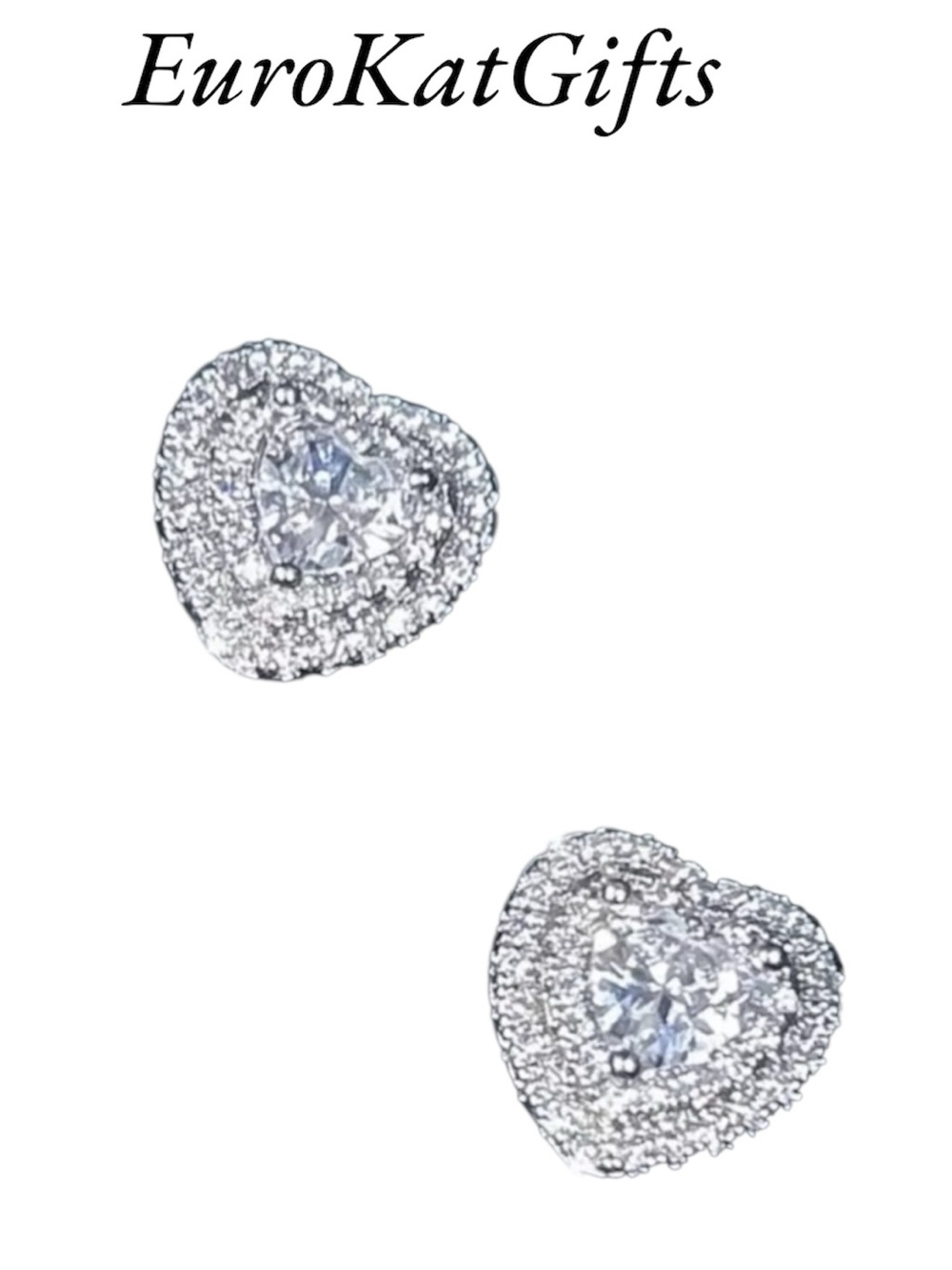 J. CREW Heart Halo Crystal Stud Earrings - Silver-tone NEW